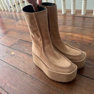Tan Suede Platform Boots - Women's Elevated Style